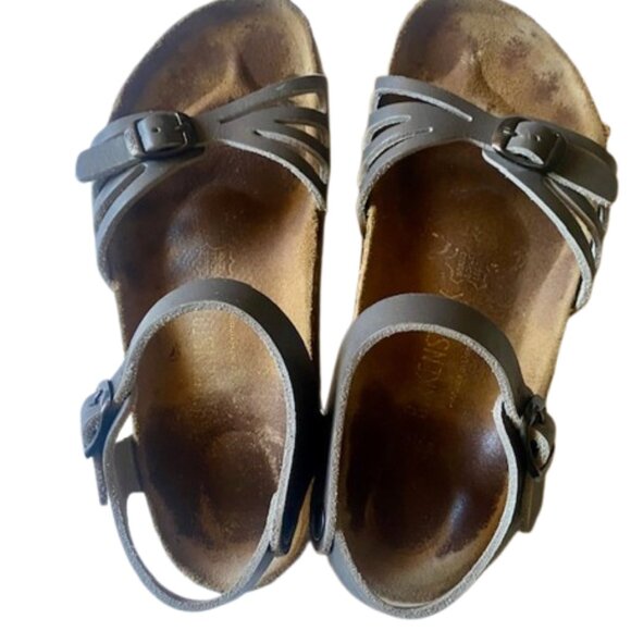 Birkenstock Bali Gray Leather Size 39 Euro 8 8.5 USA - Picture 1 of 7